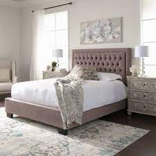 valencia fabric upholstered bed mink