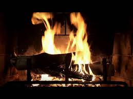 Wood Burning Fireplace Yule Log