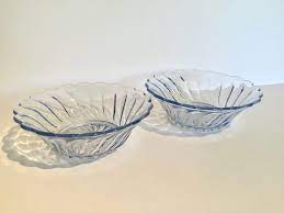 Pair Of Bagley Blue Glass Bowls Two