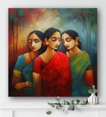 Canvas Wall Art Of Three Bengali Women