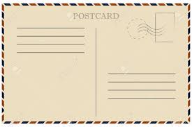 Vintage Postcard Old Template Retro Airmail Envelope With Stamp