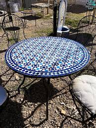 Mosaic Table Blue And White Round For