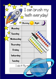 Happy Learners Teeth Tooth Brushing Reward Chart 90 Star Stickers Dry Wipe Pen Boys Rocket Design