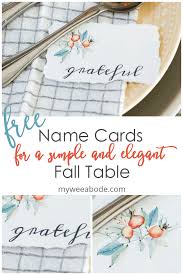 Pretty protea native floral wedding name place cards. Name Place Cards For A Simple Elegant Fall Table My Wee Abode