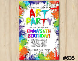 Art Party Birthday Invitation Personalized Digital Card