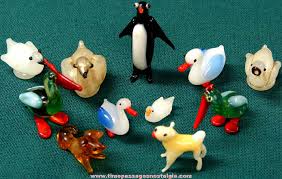 11 Miniature Glass Animal Figurines Tpnc