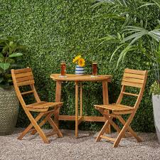 The feet of the set are fitted with plastic foot pieces to. Sophia Outdoor 2 Seater Half Round Acacia Wood Bistro Table Set With Folding Cha Ebay