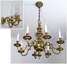 Antique Brass Chandelier And Wall Light Set Of 2 For Sale At Pamono