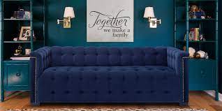 estella three seater sofa in navy blue