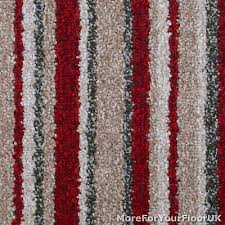 red beige striped deep pile saxony