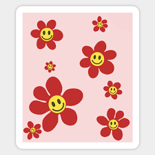 pattern flower emoji happy red pink