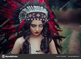 beautiful squaw in ethnic jewelry close