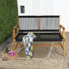 Black Acacia Wood Yard Bench Chair