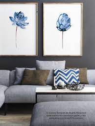 blue home decor lotus wall art
