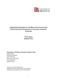 Pdf Independent Evaluation Of The Marie Curie Cancer Care