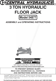 central hydraulics 54877 users manual