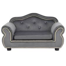 Gray Velvet Pet Sofa Dog Bed