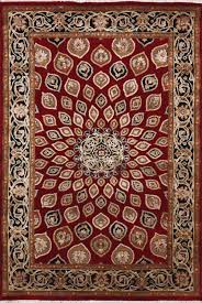 indian jaipur red rectangle 4x6 ft wool