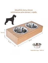 wooden raised wall dog feeding station