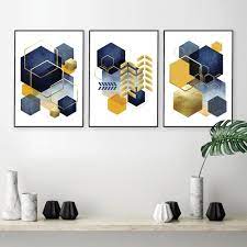 Printable Wall Art Geometric Navy Blue