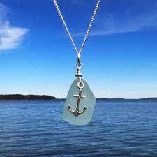 sea gl with tiny anchor necklace
