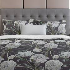 Grey And White Peonies Fl Bedding