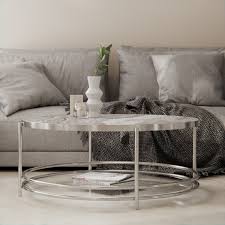 Coffee Table Grey Marble Chrome