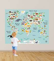 World Map Wall Decals Kids