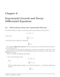 Chapter 9 Exponential Growth And Decay