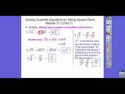 Solving Quadratics By Taking Square