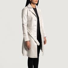 Moonlight Silver Leather Trench Coat In
