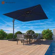 Navy Blue Offset No Tilt Patio Umbrella