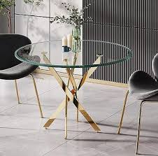 Circle Tempered Glass Dining Table Set