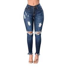 2019 New Vecduo Jeans For Women Denim Hole Female Mid
