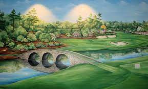 hand painted mural of augusta golf