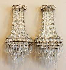 Art Deco French Crystal Wall Sconces