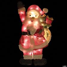 red and white lighted waving santa