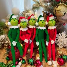 christmas green red grinch elf doll