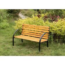 Outdoor Park Bench With Steel Frame