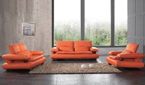 410 Living Room Set In Orange Leather