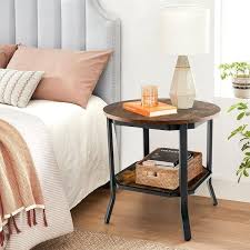 Side Table Nightstand Round Tabletop