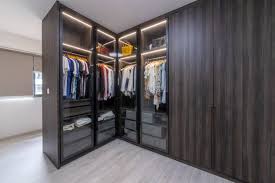 L Shaped Wooden Wardrobe Design With