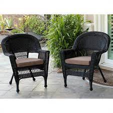 Jeco Wicker Chair In Black With Brown