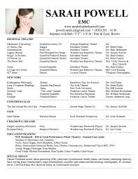 Musical Theatre Resume Template Word Free Impressive For Sample