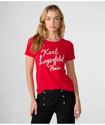 Karl Lagerfeld Paris Women's Karl Sparkle Script T-Shirt