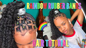 Pair them with colorful skirts and floral dresses! Rainbow Rubber Band Curly Ponytail Tutorial Ft Julia Hair Youtube