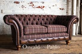 2 Seater Brown Tweed Chesterfield Sofa