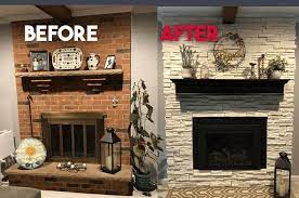 Stone Fireplace Remodel Reface Brick