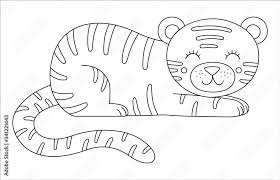 vector cute tiger outline funny