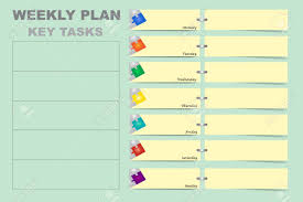 Weekly Schedule With A Chart For Key Tasks Of The Week And Yellow